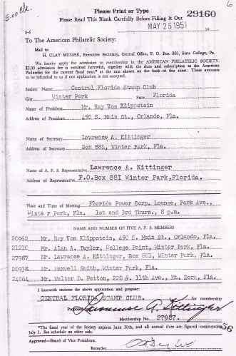 1951 APS Application Page 1